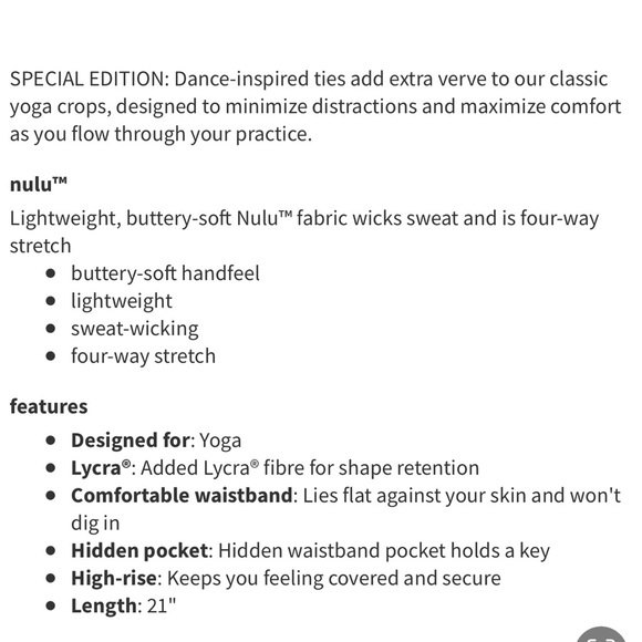 NWT Lululemon Align Crop 21" *Love Knot black size 4 - Picture 9 of 9